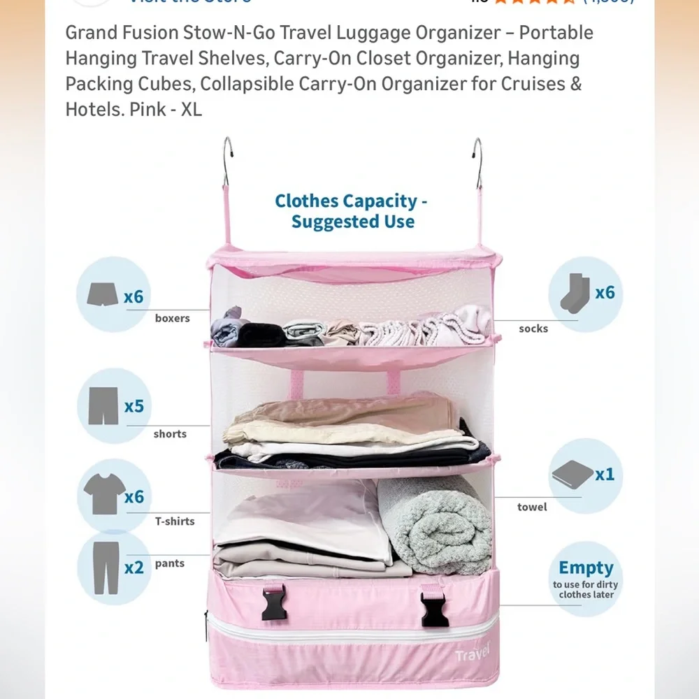 Vibrant Pink Hanging Closet Organizer